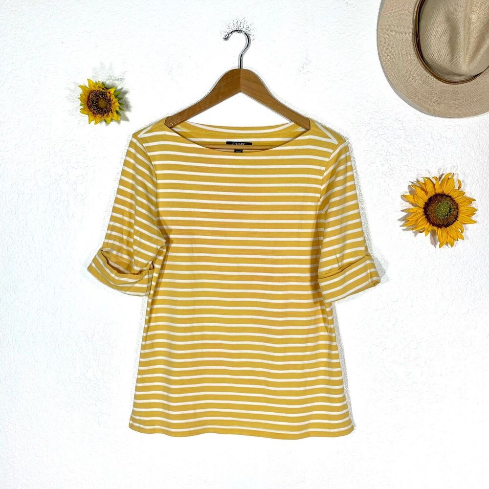 Chaps yellow and white striped xl pull over shirts